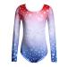 Zaclotre Girls Sparkling Stars Gymnastics Long Sleeve Leotards for Patriotic USA Kids Red and Blue/Patriotic Star Print 7-8 Years