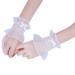Wrong cuffs fake sleeves exhibited sleeves girl sweet shirred elastic wrist cuffs Solid curled lace cladding arch knot bracelet women women cosplay hand torn (color: unit size white