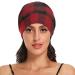 Qilmy Red Black Buffalo Plaid Sleep Cap for Women/Girls - Soft, Comfortable Double Layer Night Bonnet for Curly, Natural Long Hair - Buy Online on GoSupps.com