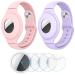 VEGO 2+4Pack AirTag Bracelet for Kids 2 Pack Silicone Watch Bands + 4 Pack Anti-Scratch Films for Kids Children Upgraded Metal Studs Anti-dropping Wristband Compatible with AirTag PINK+PURPLE