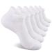 COOPLUS Mens Cotton Socks Ankle Athletic Cushion Running Socks for Men Moisture Wicking Breathable 6 Pairs White 6 Pairs