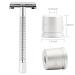 Premium Chrome Long Handle Butterfly Safety Razor Kit for Men Double Edge Shaver with Leather Case & Stand | International Shipping Available - Buy Online on GoSupps.com