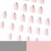 French Tip Press on Nails - Short point Press On Nails with Nail Tips Silver edged Design Glossy pink press on nails Acrylic False Nails Cute Artificial Nails - Buy Online on GoSupps.com