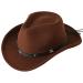 Jastore Kids Girls Boys Western Cowboy Cowgirl Hat with Buckle Belt Felt Fedora Hat Coffee 4-12 Years