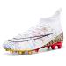 Jugafu Mens Soccer Cleats Football Boots Spikes Shoes High-Top Unisex Outdoor/Indoor Training Athletic Sneaker 8 5-white
