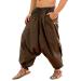 SARJANA HANDICRAFTS Men's Cotton Harem Yoga Baggy Genie Boho Pants One Size Brown