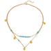 OCCASIONALLY Boho Style Turquoise Necklace Gold Handmade Double Pendant Necklace Sequins and Suitable for Girls and Ladies (style 1)