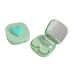 Cute Contact Lens Case(Square and Heart) for Travel & Home Colorful Heart Shape Lenses Remover Tool Kit with Contact Lens Holder Case Green
