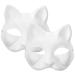 Toyandona cat mask 2 pieces Fuchs-Katze-Therian-Mask Diy-paintable blank mask White paper mask half-face-animal-cosplay-wolf-ground mask simple masquerade mask for carnival