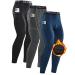 SILKWORLD Men's 1 3 Pack Compression Pants Pockets Cool Dry Gym Leggings Baselayer Running Tights C2_fleece Lined_3pack_black hemp Grey navy Blue Medium