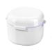 POFET Denture Soaking Bath with Strainer Basket Container for Artificial Teeth Denture Cup for Travel Cleaning (White)