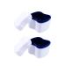 Faruta prosthesis suitcase dentures cup with sieve plastic dentures bath box artificial teeth storage container with basket holder holder for travel cleaning 2 pieces (color: blue)