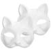 Abaodam Therian-Mask 2 pieces of cat mask White paper masks DIY Unmaled Animal Half Face Masks Child Decorations Mask Masquerade Mask Costume Requisite Party accessories