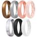 MIROMIHO Women Silicone Wedding Ring Inner Arc Ergonomic Breathable Design Rubber Wedding Band 5.5mm Wide 2mm Thick Rubber Rings for Women SETA1 (7 Rings) - Women Bronze , White , Rose Gold , Silver , Light Pink , Marble, Black 6.5-7(17.3mm)