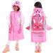 QTECLOR Kids Raincoat Jacket Girl Boy Age 6-13 Year Cartoon Rain Poncho with School Bag Cover Outdoor Camp Cycle