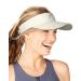 FURTALK Sun Visors for Women Men Sports Sun Visor Hats for Women Cotton Summer UV Hat with Ponytail Hole Beige One Size