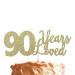 LissieLou Birthday Cake Topper with 90 Years Loved Message in Gold (Made in the UK)