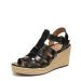 Vionic Women's Capri Jaylah Wedge-Leather Strappy Platform Sandals with Orthotic Insole Arch Support Medium Fit Women's Sandals Sizes 5-11 8 Black