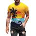 Mens Athletic Shirts,Men's Casual Fashion Printing Graphic Print Short Sleeve Crewneck T Shirt Beach Tops Tees Y-c-yellow Small