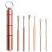 HNKDD 6Pcs/Set Ear Wax Pickers Stainless Steel Spiral Earpick Wax Remover Curette Ear Pick Cleaner Ear Spoon 1 D
