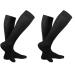 Truform Travel Compression Socks for Men and Women 15-20 Knee High Over Calf Length Black Small (Pack of 2)