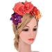 Women Day of The Dead Headband Artificial Rose Flower Crown Mexican Halloween Festival Headpiece Colorful Fake Stamen Party Hair Hoop - Buy Online on GoSupps.com
