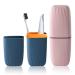 2PCS Travel Toothbrush Case Portable Multifunctional Wash Cup 2 Colors Hard Plastic Toothbrush Toothpaste Cup Holder Organizer for Trips Camping Bathroom School Travel Outdoor (Blue and Pink)