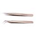 ESDELES 2 Pcs Tweezers Stainless Steel Kit Straight Pointer Curved Pointed Tip Tweezers Pro Precision Tweezers set for Eyelash Extensions Electronics Nail Sticker DIY with Recloseable Tube (Gold)