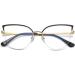 Kachawoo Anti-Blue Light Glasses | Stylish Cat Eye Metal Half Rim Prescription Glasses for Women & Men - Gold & Black Frame - Buy Online on GoSupps.com