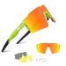 BangLong Cycling Sunglasses Polarized Sports Glasses for Men Women with 3 Interchangeable Lenses for Running Baseball Glasses Yellow Orange