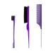 Hair Styling Comb Set 3 Pieces Hair Brush Teasing Comb Double Sided Hair Edge Brush Rat Tail Comb Plastic Bristle Hair Brush for Hair Slicking Purple