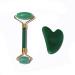 Natural Jade Roller Facial Massager Facial Eye Tendon Beauty Lift Firming face-Lift Set (Color : Dark Green)
