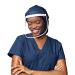 Satin-Lined Pro Scrub Cap, Adjustable Working Cap, Detachable Face Shield, Waterproof Bouffant Hat for Women, Rollable Shield Teal X-large