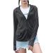 Century Star Women UPF 50+ Long Sleeve UV Sun Protection Clothing Jacket Hiking Sun Shirt Zip Up Hoodie with Pockets Black Medium