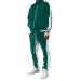 KISSQIQI Men's 2 Pieces Full Zip Tracksuits Golden Velvet Sport Suits Casual Outfits Jacket & Pants Fitness Tracksuit Set Green Large