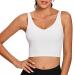 Lemedy Women Sports Bra Longline Crop Tank Top Padded Workout Running Yoga Small White