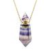 Ubrand Rainbow Fluorite Gemstone Perfume Bottle Pendant Essential Oil Bottle Diffuser Pointed Crystal Jewelry Hexagon Prism Vials Necklace (Gold)