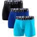 ATHLIO 3 Pack Men's Relaxed Stretch 6 inches Open-Fly Cool Dry Brief Mesh Underwear Trunk Fly 6inch 3pack Black/ Blue/ Sky X-Large