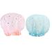 LFRNZS 2PCS Kids Shower Caps  Waterproof  Reusable Shower  Soft Comfortable PEVA Bath Cap for Girls  Double Layered Shower Cap Medium (Pin+blue)