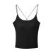 Susenstone Beautiful back women tank top summer U-cutting back Crossed Spaghetti tank top with integrated BH cami tank tops women upper parts sleeveless circular neckline camisole crop top black XL