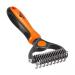 Peteola Pet Grooming Brush - 2 Sided Undercoat Rake for Cats & Dogs Comb - No More Nasty Shedding and Flying Hair - The Safe Dog Hair & Cat Hair Shedding Tool Orange