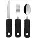Weighted Extra Wide Handles Easy Grip Cutlery Set Disability Ideal Dining aid for Elderly Disabled Arthritis Parkinson's Disease Tremors Sufferers (Black 3PCS Straight)