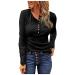 Long Sleeve Shirts for Women Trendy, Womens Ribbed Knit Henley Long Sleeves Tunic Lace Tops V Neck Button Slim Fit Blouse Tee Medium Black