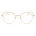 Gleyemor Blue Light Glasses for Women Men Vintage Octagonal Metal Gold Frame Computer Glasses Gold 52 Millimeters