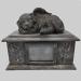 Large dog urn grey as dog angel figure with picture compartment animal urn