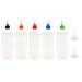 MYYZMY 5 Pcs Precision Tip Applicator Bottles  4 Ounce Translucent Glue Bottles  with 2 Mini Funnel  5 Color Lid