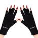 AIRSEE Anti UV Gloves for Nail Lamp, UPF50+ UV Protection Gloves for Manicures Nail Art, Fingerless Gloves for Women Black