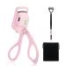Heated Eyelash Curler with Eyelash Brush and Velvet Carry Bag Eyelash Curler with Comb Heated Eyelash Curler Heated Lash Curler Electric Eyelash Curler (White) (Pink)