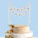 SCHOLMART Just Married Cake Topper Rustic Wedding Cake Topper Cheese Cake Topper Wedding Just Married Bunting Cake Topper Handmade Pennant Flags with Wood Pole Cake Topper preassembled