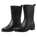 Petrass Women Rain Boots Black Waterproof Mid Calf Lightweight Cute Booties Fashion Out Work Comfortable Garden Shoes 8 Black